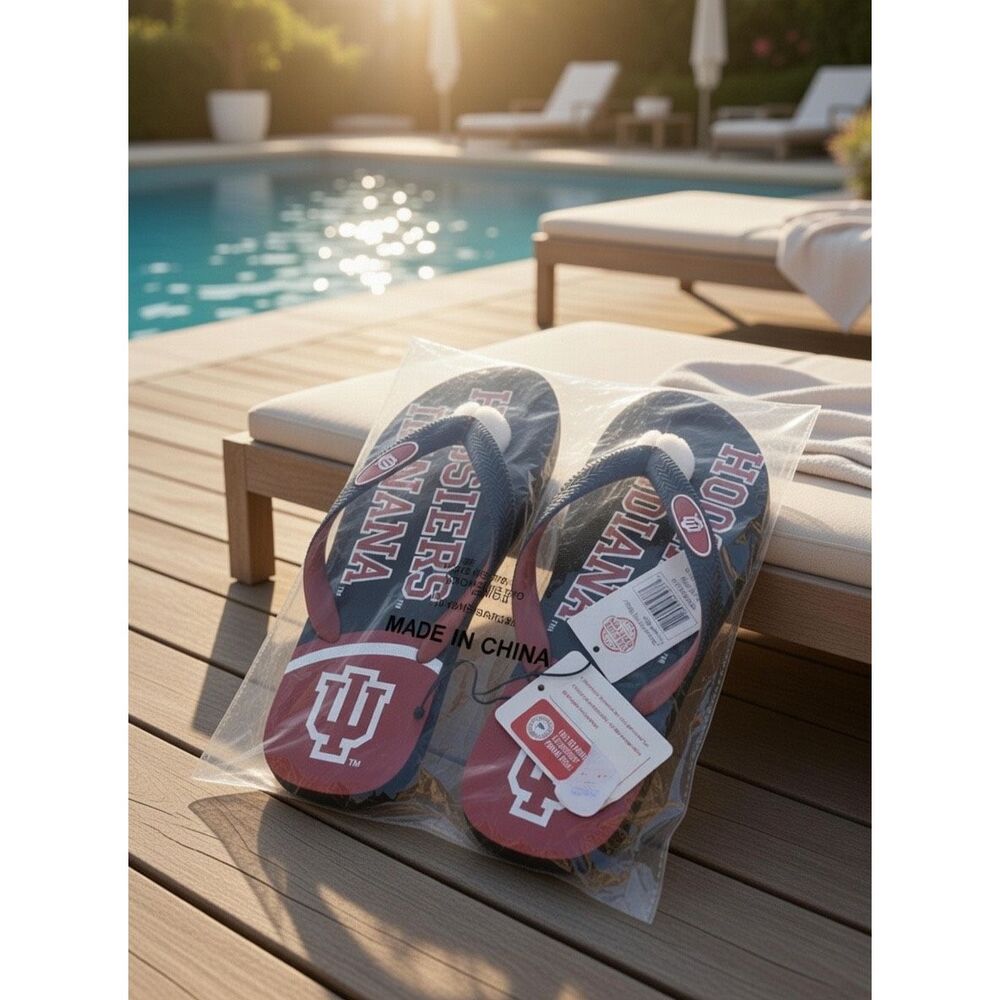 IU HOOSIERS Medium FLIP FLOPS NEW WITH TAGS OFFICIALLY LICENSED M/7/8 - W9/10